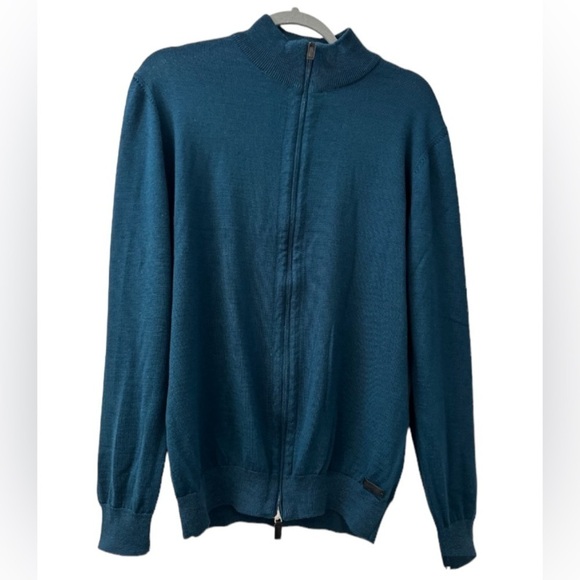 Bigotti Men’s Zip up Mock Neck Wool Blend Cardigan Sweater Zip Up Size S - Picture 1 of 14